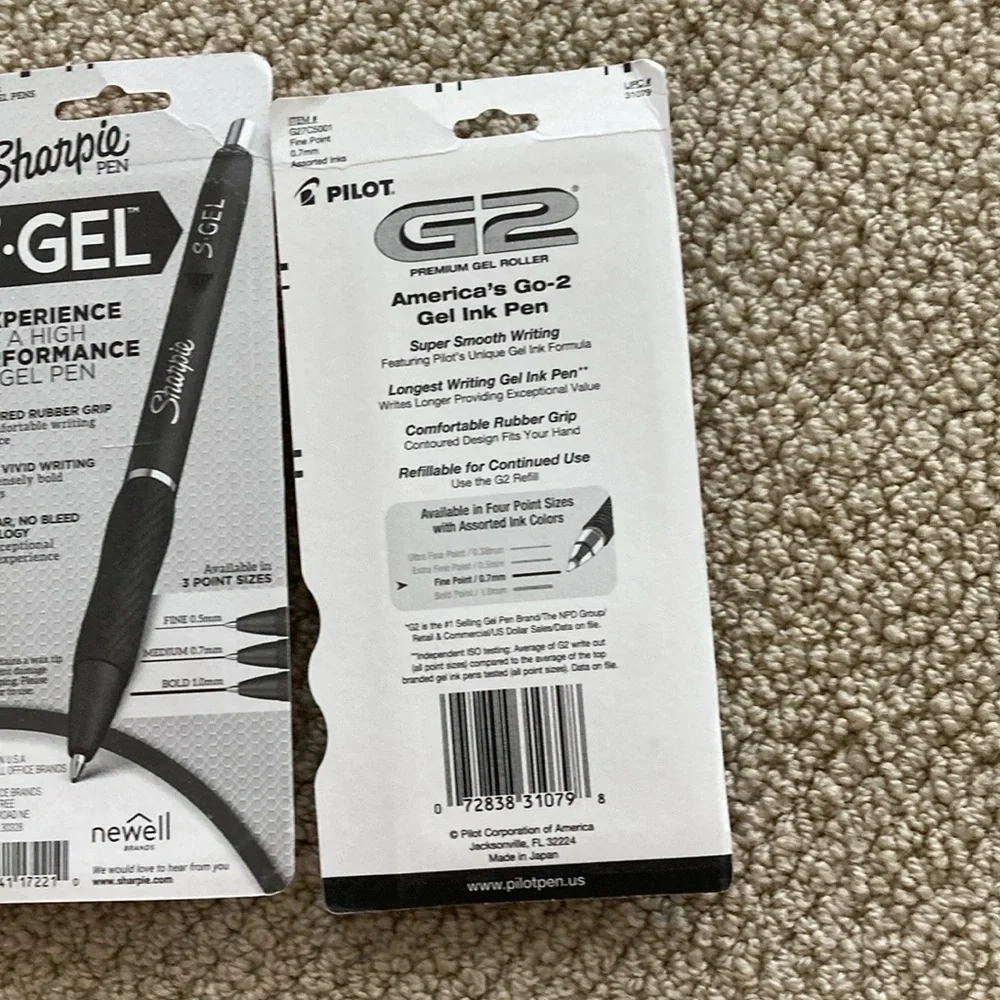 Sharpie and G-2 Pilot Gel Pens 9 Piece Set Black Luxury Multicolored NIB
